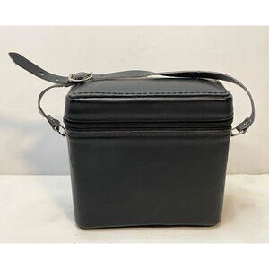 Camera lens bag top grain genuine cowhide leather  6" x 6" x 3" made USA black